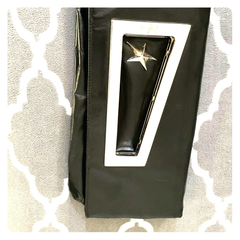 VINTAGE Thierry Mugler black leather star clutch